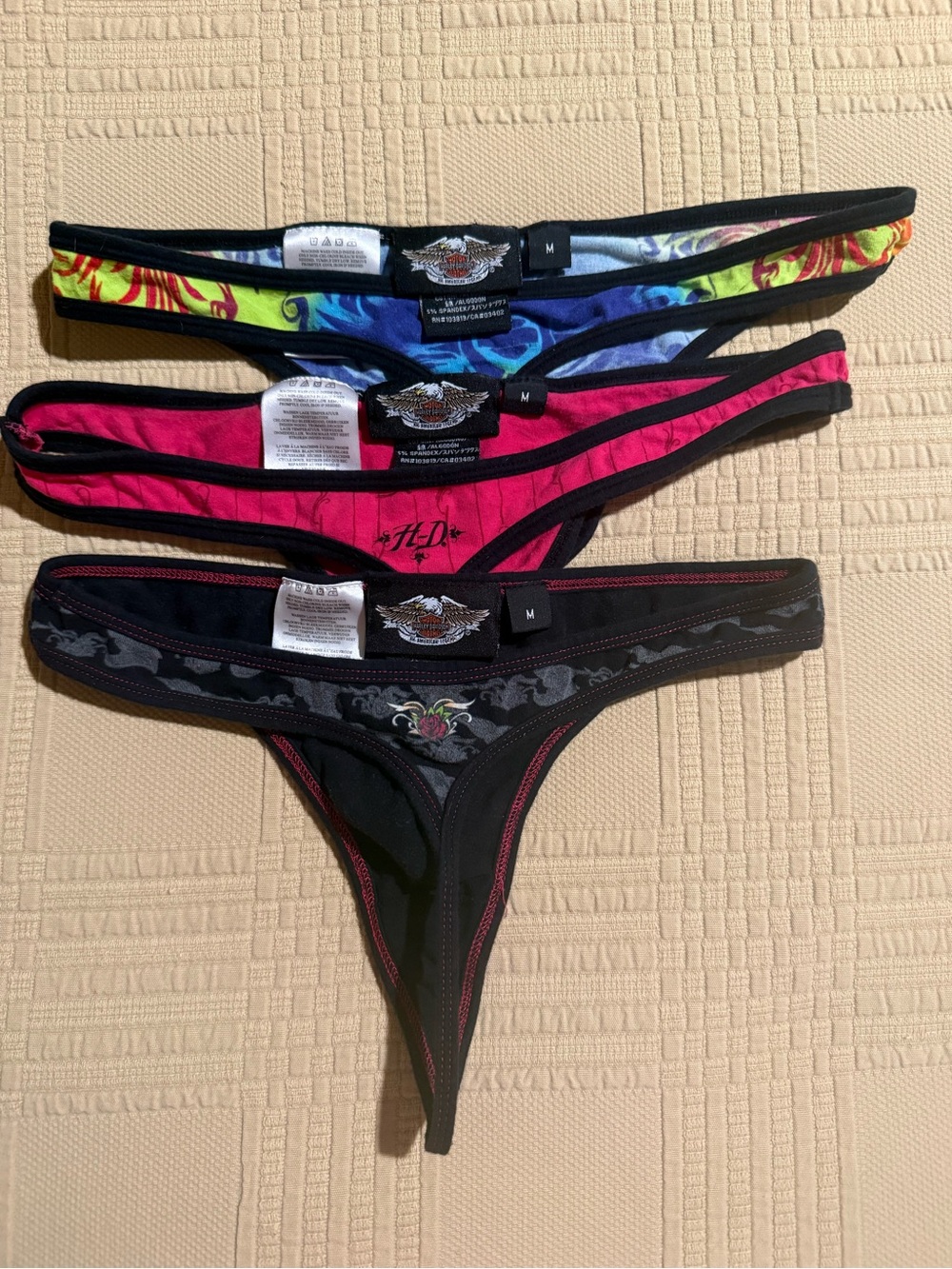 Harley Davidson Thong Panties Size Medium Set Of 3 NWOT - Picture 2 of 2